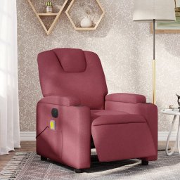Fotoliu electric de masaj rabatabil, rosu vin, textil GartenMobel Dekor