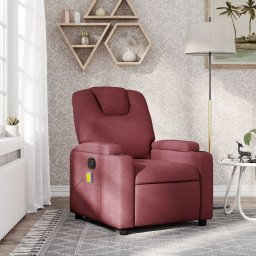 Fotoliu de masaj rabatabil, rosu vin, material textil GartenMobel Dekor
