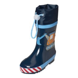PLAYSHOES Cizme de cauciuc 'Baustelle' albastru marin / albastru deschis / gri piatră / portocaliu