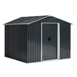 Casuta/magazie/sopron de gradina pentru depozitare unelte, otel si PP, negru, 236x174x190 cm