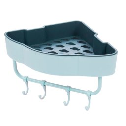 Etajera de colt pentru baie bucatarie cu ventuze sau lipici albastru