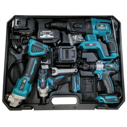 Trusa completa 4 Piese 24V 5AH ce contine : Rotopercutor Bormasina Autofiletanta de impact si Flex