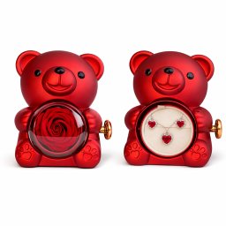 Set Bijuterii Red Heart cu Ursulet , Cadou Valentine, s Day pentru Femei