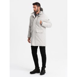 Ombre Long classic men's parka jacket - cream