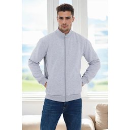 56777 Dewberry Zippered Mens Cardigan-GREY