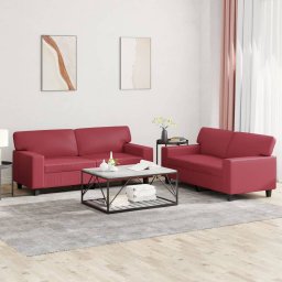 Set de canapele, 2 piese, rosu vin, piele ecologica GartenMobel Dekor