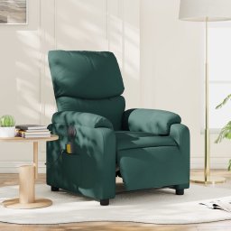 Fotoliu electric de masaj rabatabil, verde închis, textil GartenMobel Dekor