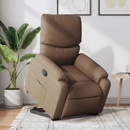 Fotoliu rabatabil cu ridicare pe verticala, maro, textil GartenMobel Dekor