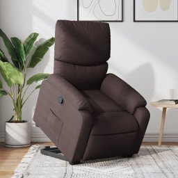 Fotoliu rabatabil cu ridicare pe verticala, maro închis, textil GartenMobel Dekor