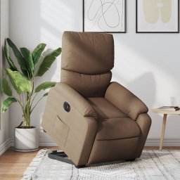 Fotoliu electric rabatabil cu ridicare, maro, textil GartenMobel Dekor