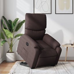Fotoliu electric rabatabil cu ridicare, maro închis, textil GartenMobel Dekor