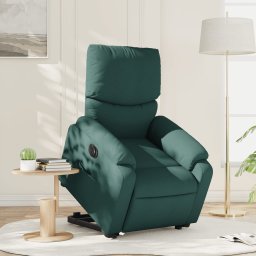 Fotoliu electric rabatabil cu ridicare, verde închis, textil GartenMobel Dekor