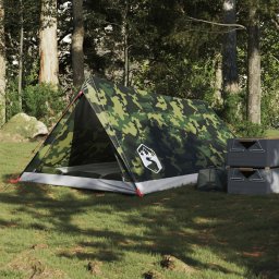 Cort camping pentru 2 persoane, camuflaj, impermeabil GartenMobel Dekor