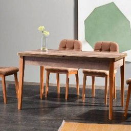 Set Bucatarie Studio Casa 4 Scaune Elite Lux Tapitate + Masa Extensibila Kelebek Vintage Maro