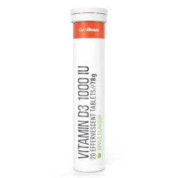 GymBeam Vitamina D3 1000 UI tablete efervescente 20 tab. măr verde