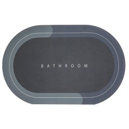 Covor de Baie GRI Antiderapant si Absorbant Model Bathroom Oval 58 x 78 cm