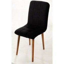 Scaun Retro Smart Living Studio Casa ,Tapitat, Cadru Lemn Natur +Textil Negru