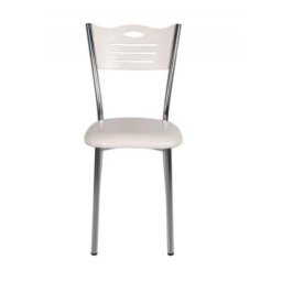 Scaun tapitat Polo Living Studio Casa, Picioare metalice, piele ecologica, Alb