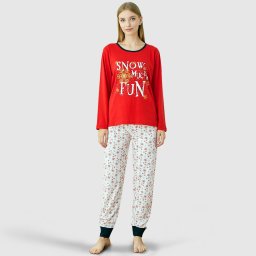 Pijama Damă Serena First Touch, Model 'Snow Much Fun' Bucuria Iernii
