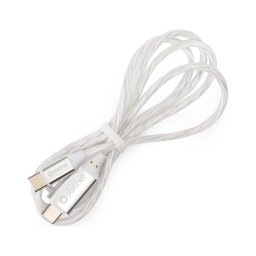 Cablu USB conector USB-C/USB-C cu retroiluminare LED 1m alb