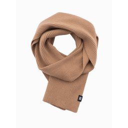 Ombre Men's monochromatic ribbed knit scarf - light brown