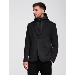 Ombre Men's jacket with high collar and hood - black