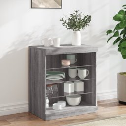 Servanta cu lumini LED, gri sonoma, 60,5x37x67 cm GartenMobel Dekor