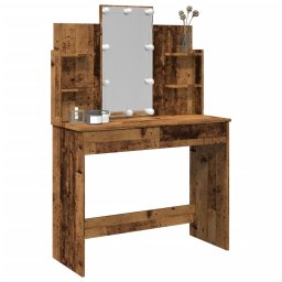 Masa de toaleta cu LED-uri, lemn vechi, 96x40x142 cm GartenMobel Dekor