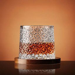 Pahar whiskey Ice Flower cu baza din lemn