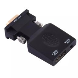 Adaptor Convertor HD38 de la VGA (D-Sub) + Audio la HDMI, Gonga® Negru
