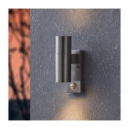 Aplică LED de exterior cu senzor Eglo 79594 ARAPONGAS 2xGU10/2,8W/230V IP44 crom