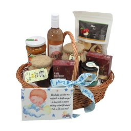 Cos cadou Cerere Nasi Botez Baietel- cu produse naturale, 10 piese - ALIF410012