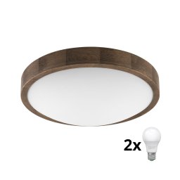 Plafonieră LED Brilagi CARVALHO SLIM 2xE27/60W/230V stejar nuc d. 37 cm