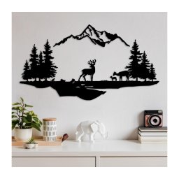Decorațiune de perete 2 buc. 70x38 metal/negru cerb