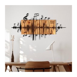 Decorațiune de perete 90x47 cm lemn/metal note
