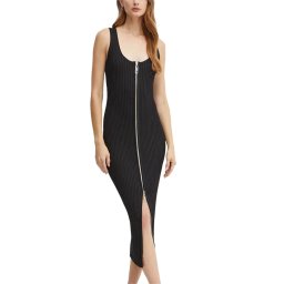 MICHAEL KORS Rochie Scoop Nk Rib Zip Tank Drs MF482TW33D 001 black