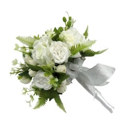 Buchet Mireasa din flori de matase, alb-verde - ALIF410015
