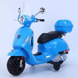 Scuter electric copii cu roti ajutatoare detasabile si control telecomanda - vespa618, albastru