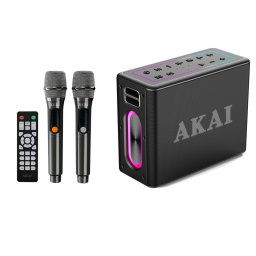 Boxa Akai Portabila cu 2 microfoane, 80W, Wireless, IPX6, Negru