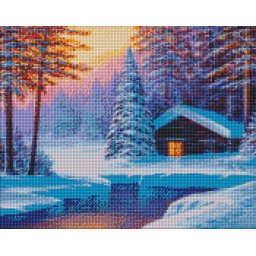 Set goblen cu diamante, cu sasiu, Tacerea iernii, 40x50 cm