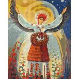 Set goblen cu diamante, cu sasiu, Ingerul pazitor - Oleg Shupliak, 40x50 cm