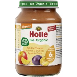 Piure de mere si prune pentru copii, + 6 luni, fara gluten bio 190g