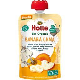 Piure de banane mere, mango si caise pentru copii, +6luni, fara gluten bio 100g