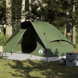 Cort camping cupola 4 persoane verde masliniu impermeabil GartenMobel Dekor