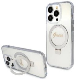 Husa Ring Stand Script Glitter MagSafe pentru iPhone 15 Pro – transparent