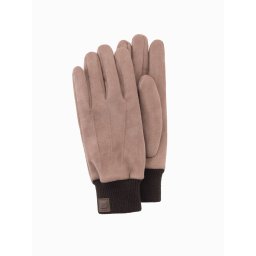 Ombre Men's eco-suede gloves with welt - brown