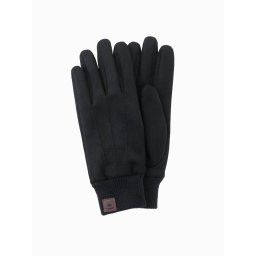 Ombre Men's eco suede gloves with welt - black