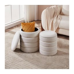 SET 2x taburet Eglo 424125 AMPAHAKA d. 33,5/40 cm alb