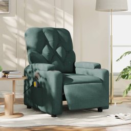 Fotoliu electric de masaj rabatabil, verde închis, textil GartenMobel Dekor