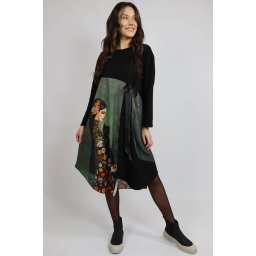 ROCHIE MIDI ASIMETRICA CU BUZUNARE SI MANACA LUNGA CAT MELEK TALIE UNICA Multicolora